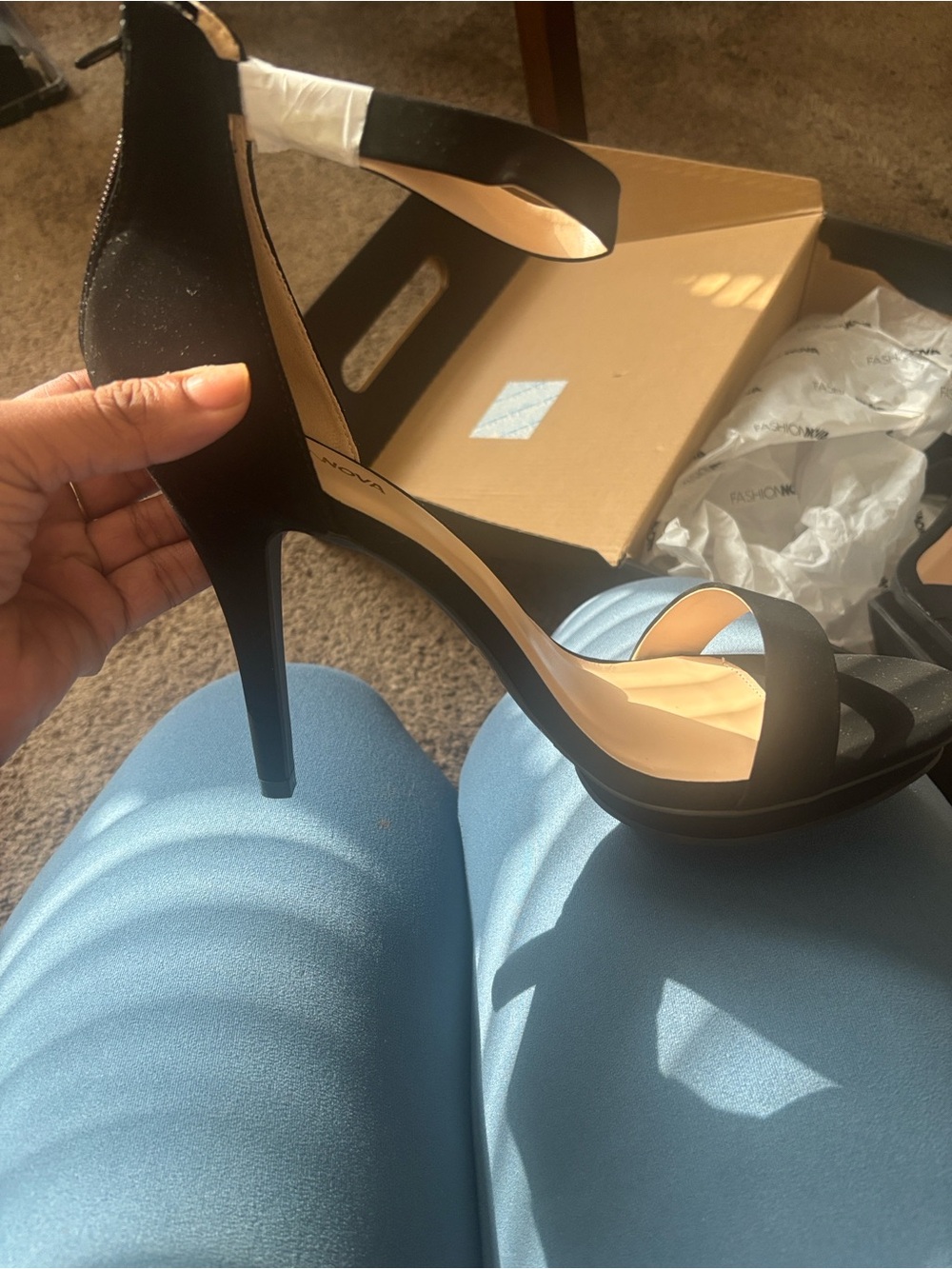 Fashion Nova Black High Heel Open-Toe - Picture 8 of 10